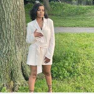 Elegant Cream Blazer Dress